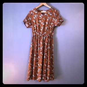 Blue and Rust Floral Dress